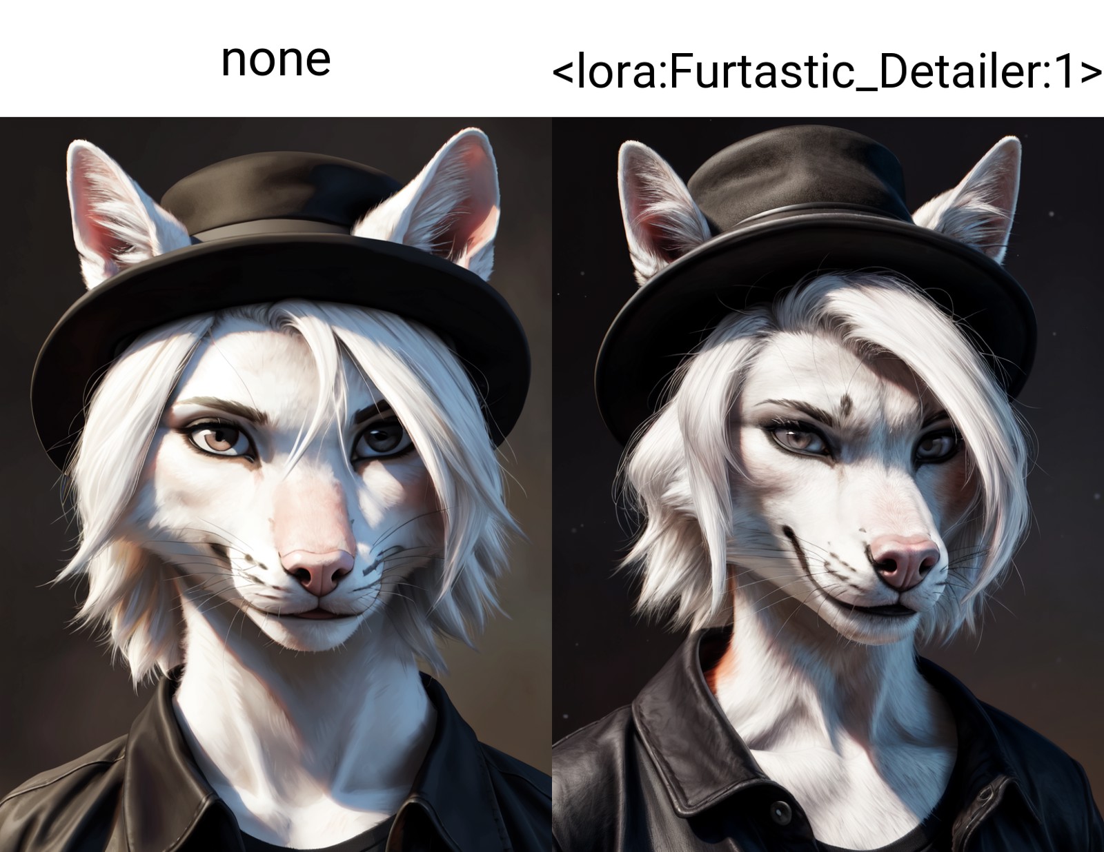 none , anthro, solo, clothing, mammal, headwear, headgear, hat, white hair, fur, pink nose, hair, portrait, whiskers, whit...